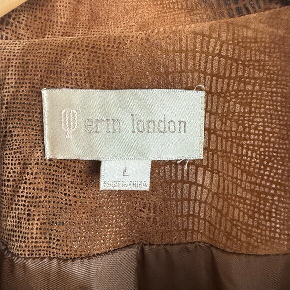 Vintage Jacket Faux Leather Reptile Womens L Brown Croc Print Trucker Cut Coat - Picture 3 of 6